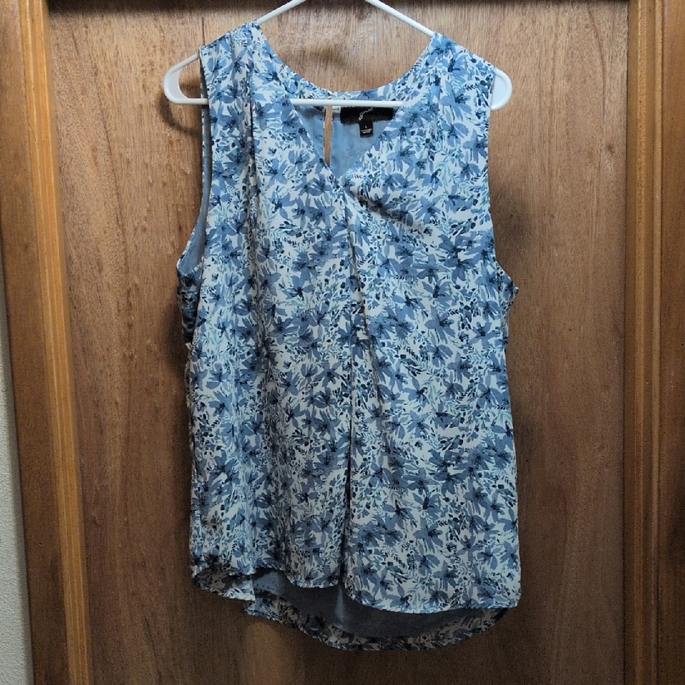 GNW Blue Floral Sleeveless Blouse